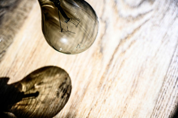 light bulb on wooden