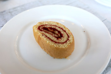 Cake roll on plate