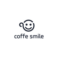 Fototapeta premium Vector coffee smile or cup of tea drawn by single continuous line. One global color 