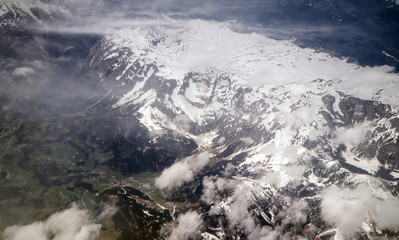 Glaciers in the mountains of the Alps.