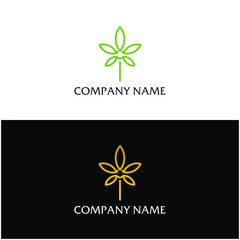 Cannabis Leaf Line Art Logo design inspiration - vector