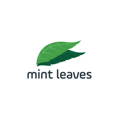 mint leaves organic logo concept template illustration
