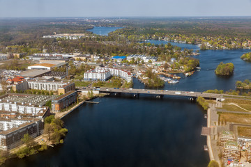 Aerial landscape with Havel river. Berlin suburb, Germany.