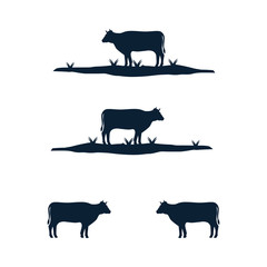 Retro Vintage Cattle / Beef Emblem Label logo design and cow vecor inspiration