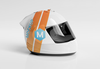 Isolated Motorcycle Helmet on White Mockup