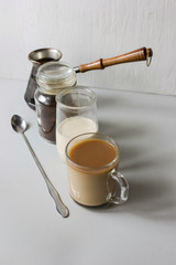 Obraz na płótnie Canvas make coffee, drink coffee, mug of coffee
