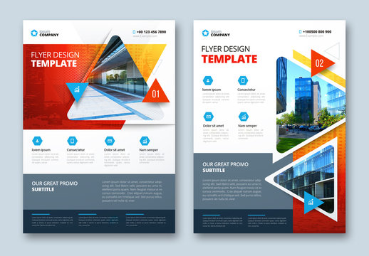 Colorful Business Flyer Layout with Triangle Elements