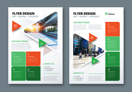 Colorful Business Flyer Layout with Triangle Elements