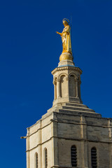 Gilded statue of Virgin Mary at Notre-Dame des Doms cathedral in Avignon, France