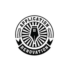 Vintage Pencil and House for Study at Home logo design inspiration