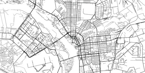 Urban vector city map of Omsk, Russia