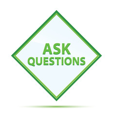Ask Questions modern abstract green diamond button