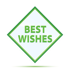 Best Wishes modern abstract green diamond button