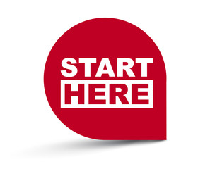 red vector banner start here
