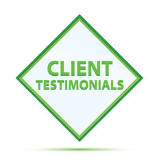 Client Testimonials modern abstract green diamond button