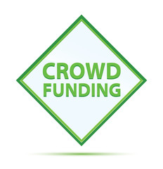 Crowd Funding modern abstract green diamond button