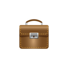 Briefcase sign illustration. Vector. Brown icon on white background.
