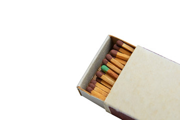 A box of matches in which one differs from all in a different color.