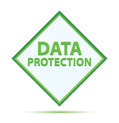 Data Protection modern abstract green diamond button