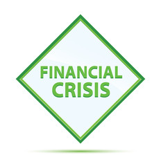 Financial Crisis modern abstract green diamond button