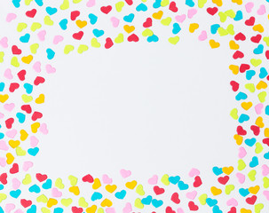 Color Hearts Frame on White