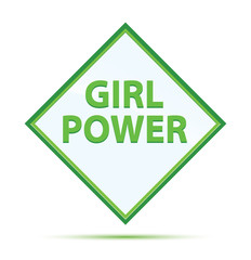 Girl Power modern abstract green diamond button