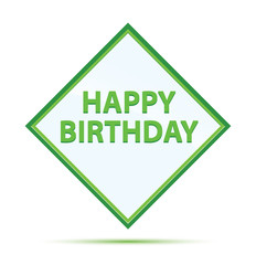 Happy Birthday modern abstract green diamond button