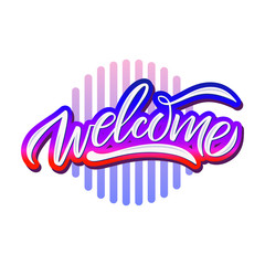Hand sketched Welcome lettering typography. Drawn art sign.