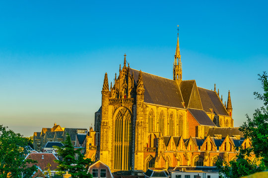 Hooglandse Kerk viewed from Burcht van Leiden in Leiden, Netherlands
