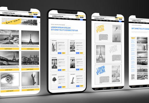 Mockup of Smartphone Internet Screens on Dark Background