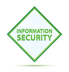 Information Security modern abstract green diamond button