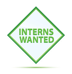 Interns Wanted modern abstract green diamond button