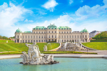 Beautiful view of the Belvedere Palace complex in Vienna, Austria