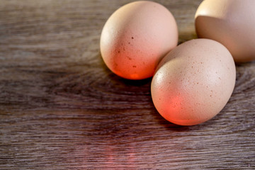 eggs on wooden background