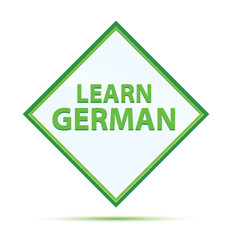 Learn German modern abstract green diamond button
