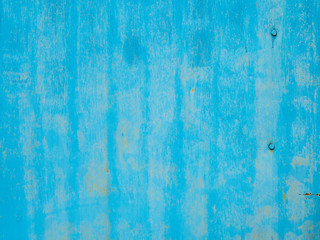 texture of old metal surface, blue paint, rust stains and scratches