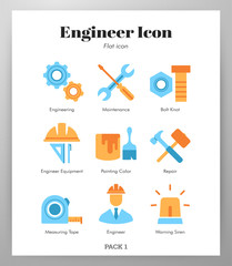 Engineer icons flat pack
