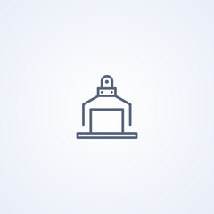 Industrial crane robotic hand, vector best gray line icon