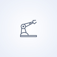industrial robotic arm, vector best gray line icon