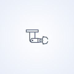 Machine concept industrial robotic arm, vector best gray line icon