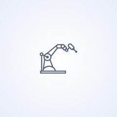 Machine concept industrial laser robotic arm, vector best gray line icon
