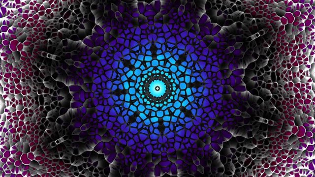 Transforming round mandala pattern. Seamless loop footage. Emboss geometric lattice mandala in arabic style. Islamic geometric arabesque pattern.