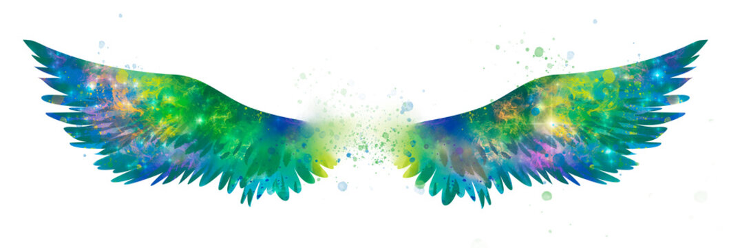 Beautiful Magic Watercolor Wings, Symbol Of Freedom