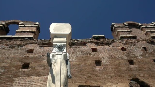 Egyptian Goddess Statue in Red Bazilica of Bergama in Turkey