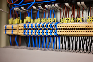 In-line terminal block in color.
