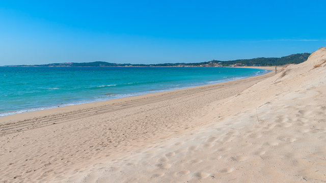 Amazing La Lanzada beach in Sangenjo village, Galicia, Spain