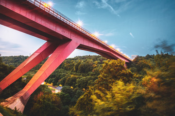The massive architecture of the GRand Duchesse Charlotte bridge in Luxembourg city