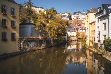 Fototapeta na wymiar Alzette, the river crossing Luxembourg old town