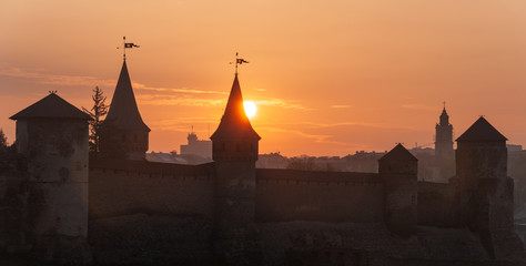 Sunrise in Kamyanets-Podilskyi fortress, Ukraine