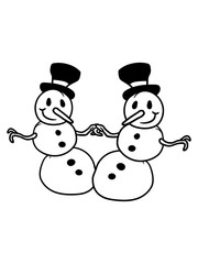 cool 2 schneemann freunde team paar duo cartoon comic fröhlicher zylinder hut winter weihnachten kalt schnee basteln bauen schneeball spaß spielen lustig clipart